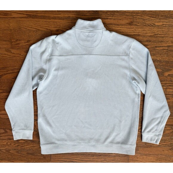 Straight Down 1/4 Zip Sweatshirt Mens XL Pullover Baby Blue Navy Polyester Blend - Picture 7 of 9